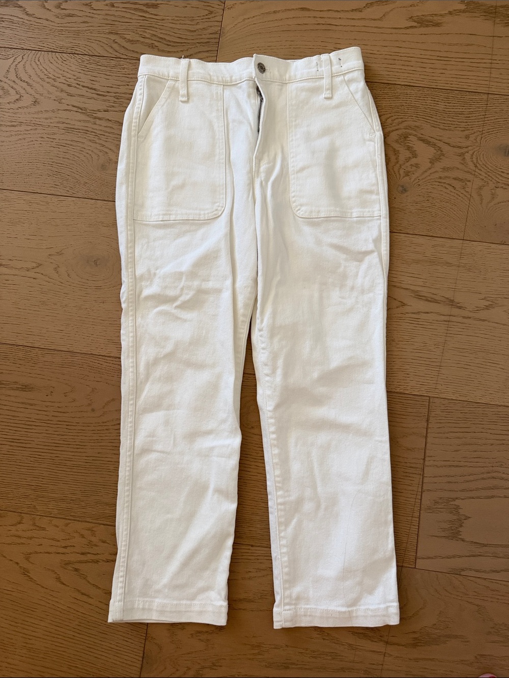 J Crew straight leg crop white jeans